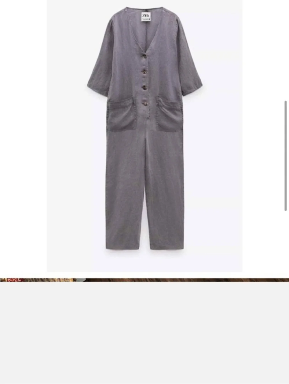ZARA Lillian Light Gray Chic Effortless Button-Front Minimalist Utility Jumpsuit